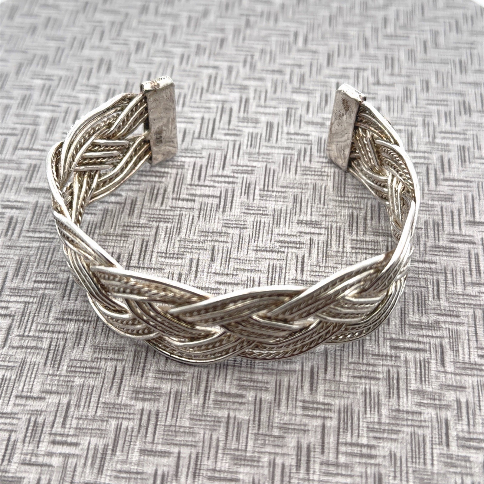 7”x22mm Braided 925 Sterling Silver Bracelet 30.7g
