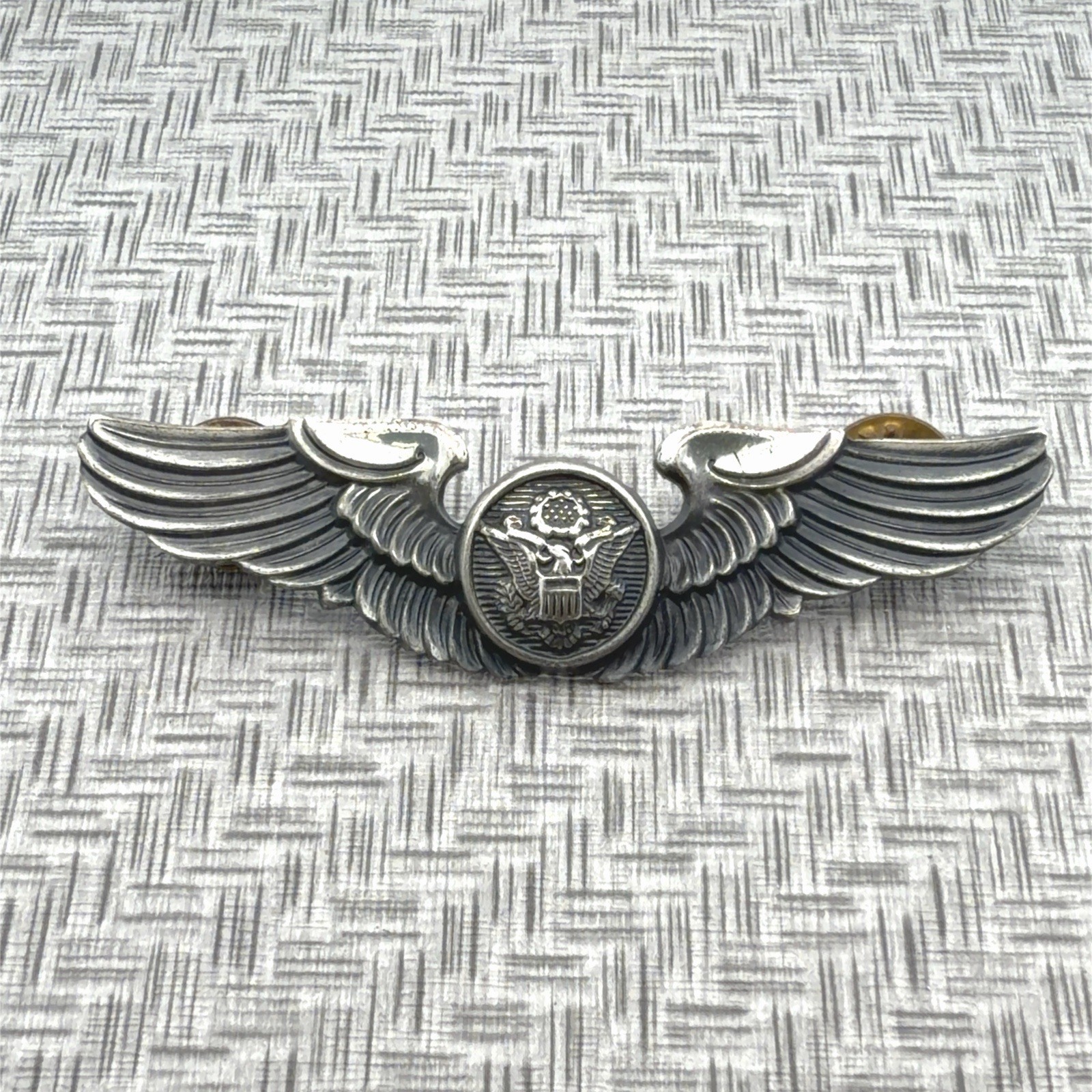 Vintage GEMSCO WWII USA Force Aviation Wings 925 Sterling 3”wingspan Pin 15.2g