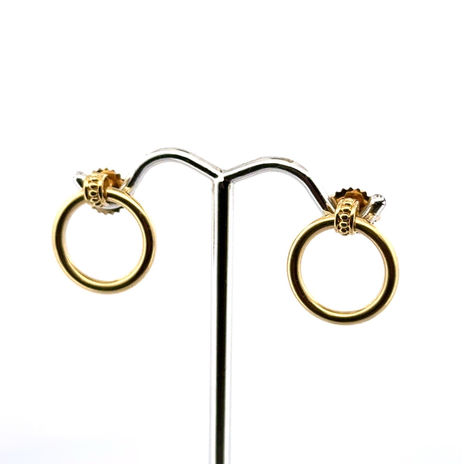 Lagos Meridian 18k Yellow Gold Mini Dangle Circle Stud Earrings 3g