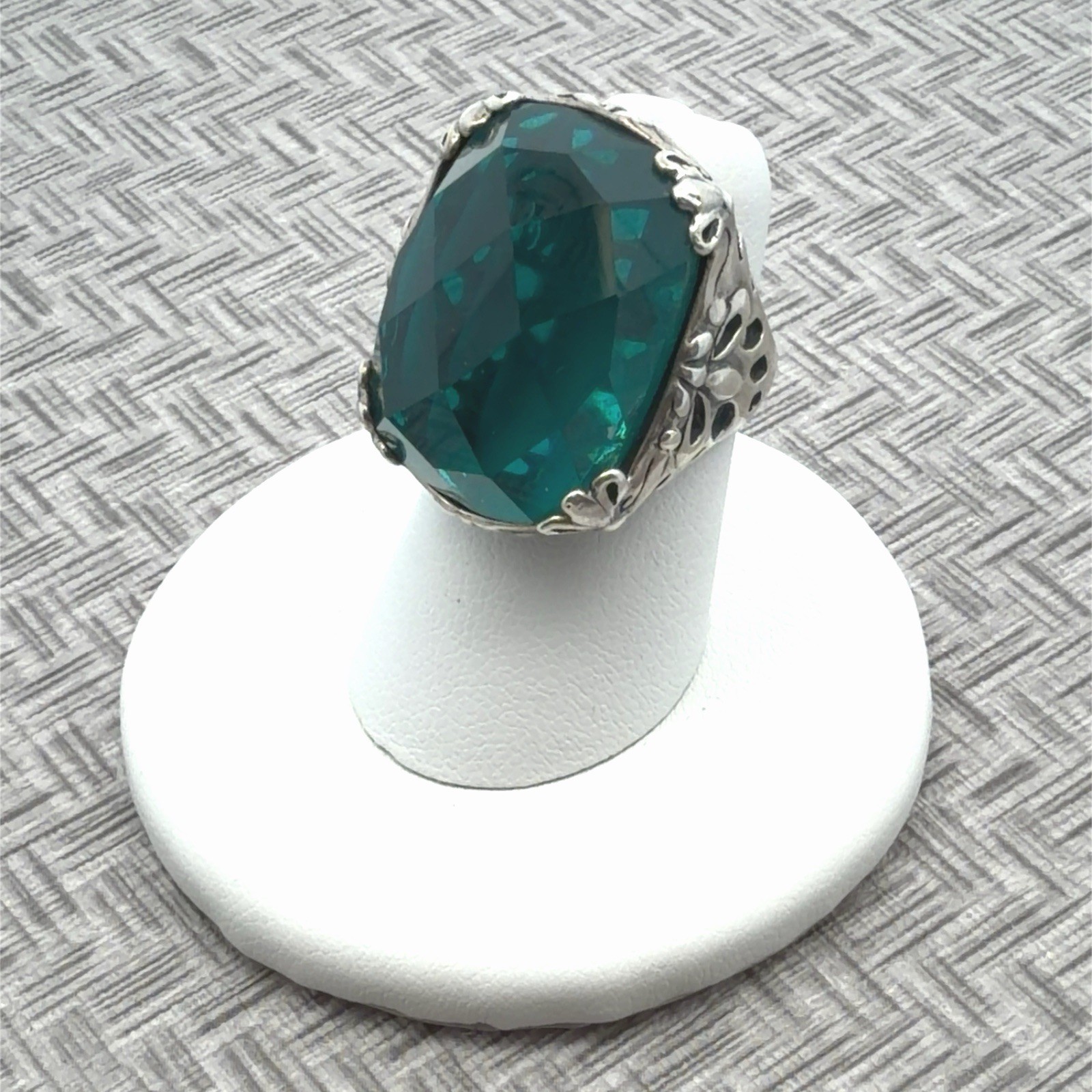 Size 5 Silpada 925 Silver Sterling “Caspian Sea” R2456 Aqua Green Glass Ring 11g