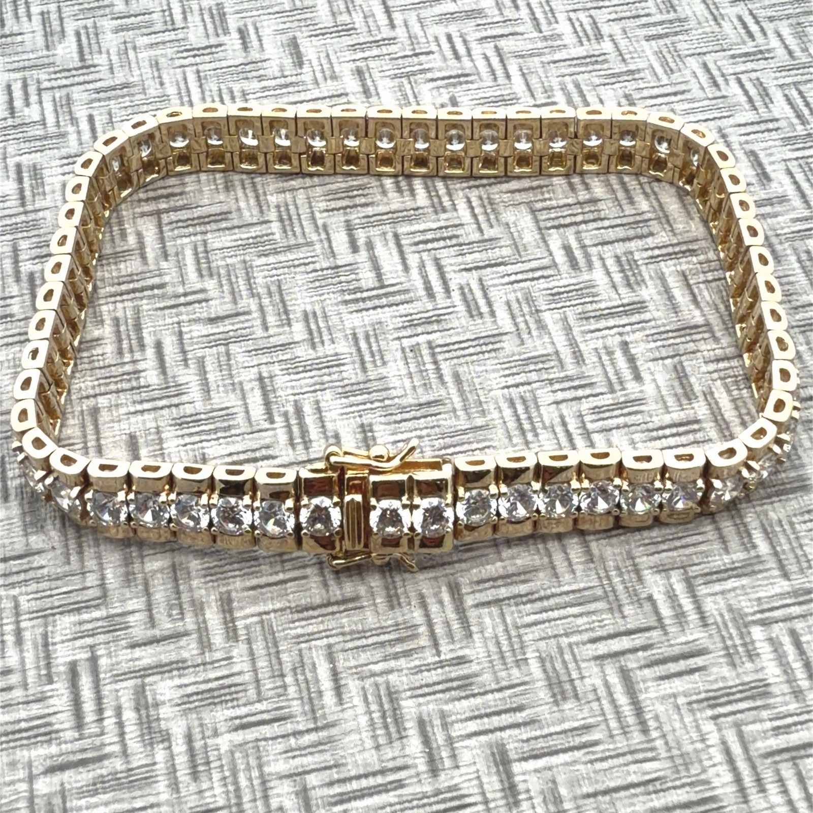 8.25”x7.1mm CZ 925 Sterling Silver Gold Vermeil Tennis Bracelet 24.5g