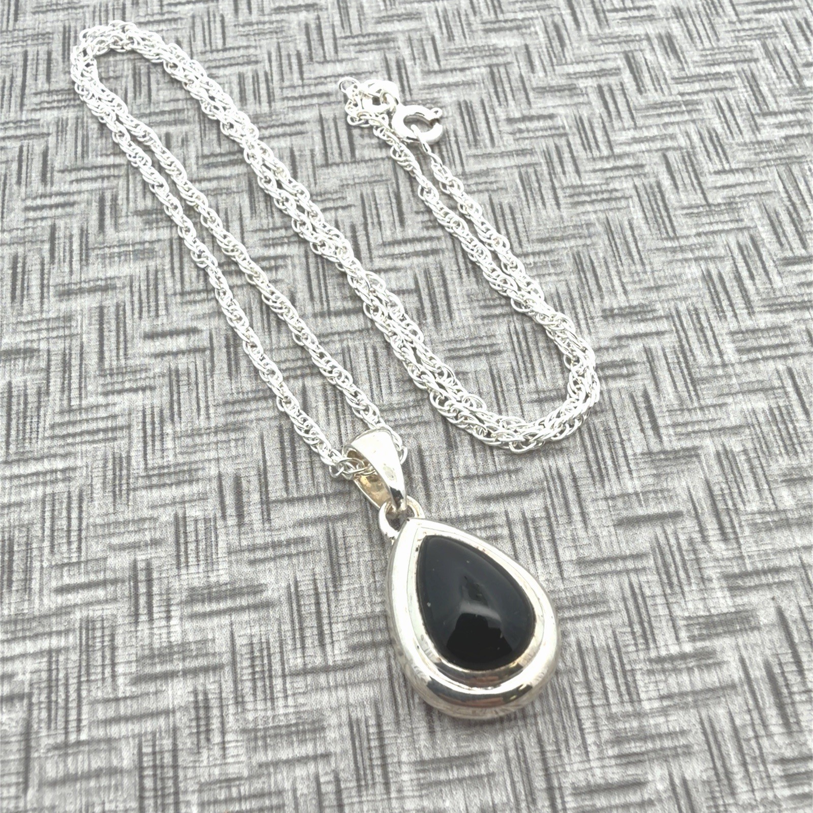 Milor 16” Onyx 925 Silver Sterling Pendant Necklace 5.7g