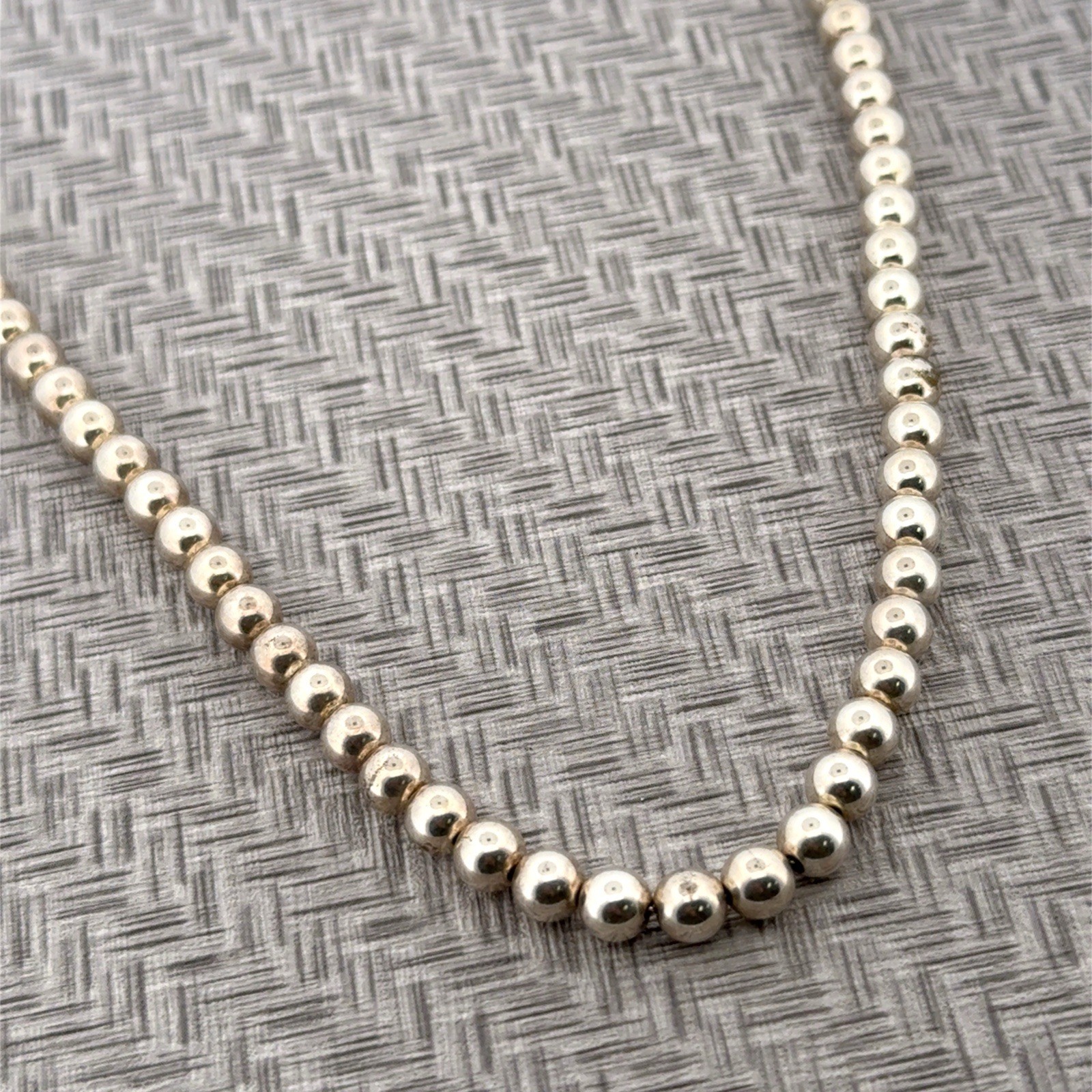30” x 6mm Vintage 925 Sterling Silver Ball Beaded Chain Necklace 30g