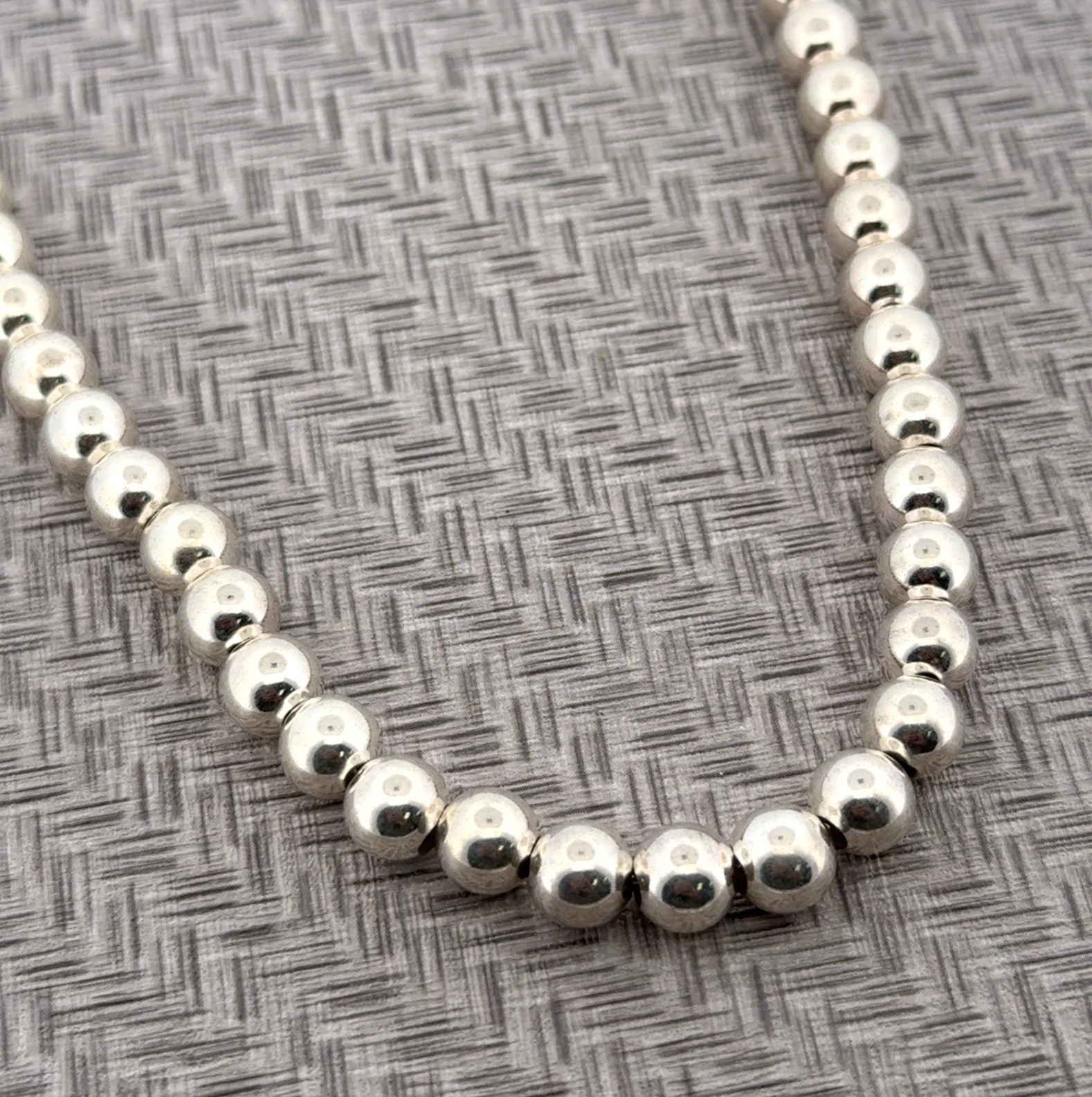 16” x 8mm Ball Beaded 925 Sterling Silver Lobster Clasp Chain Necklace 51g