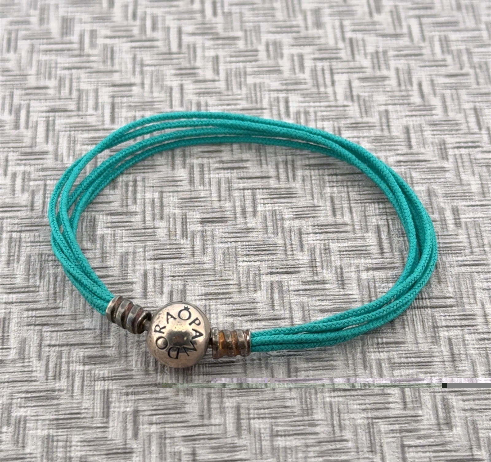 6.25” Pandora ALE S925 Sterling Silver Clasp Multi-Strand Teal Cord Bracelet