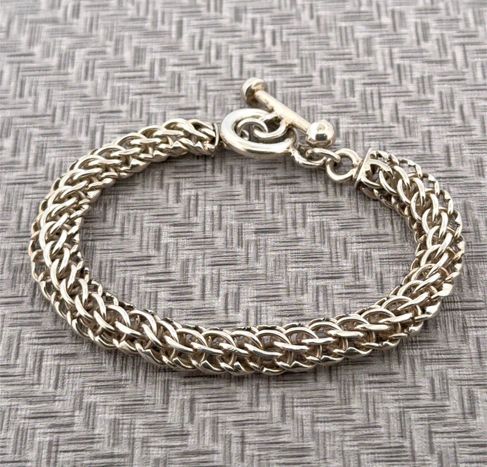 7.5” x 9.5mm Bismarck Link 925 Sterling Silver Toggle Clasp Bracelet 32.2g