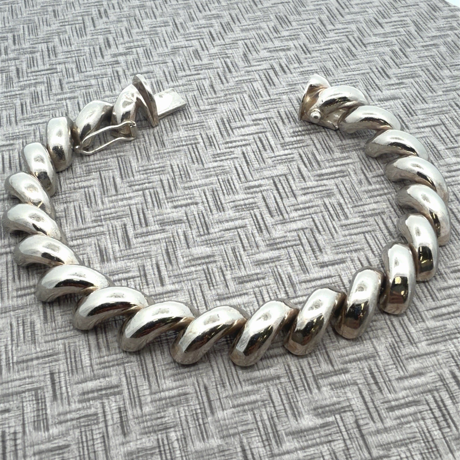 8”x5mm Macaroni Link 925 Sterling Silver San Marco Bracelet 30.9g