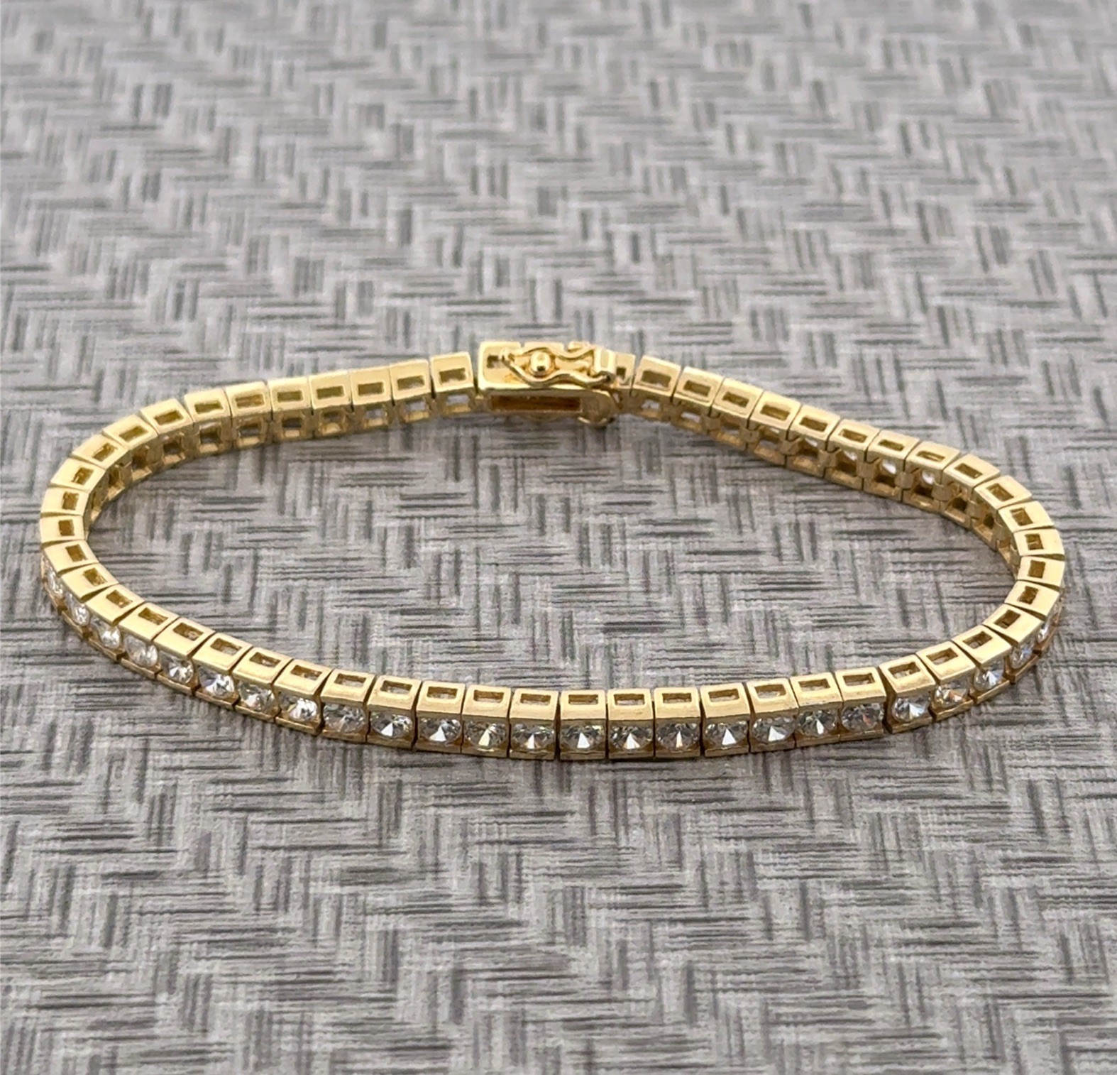 7” Gold Vermeil 925 Sterling Silver Channel Set Cubic Zirconia Tennis Bracelet