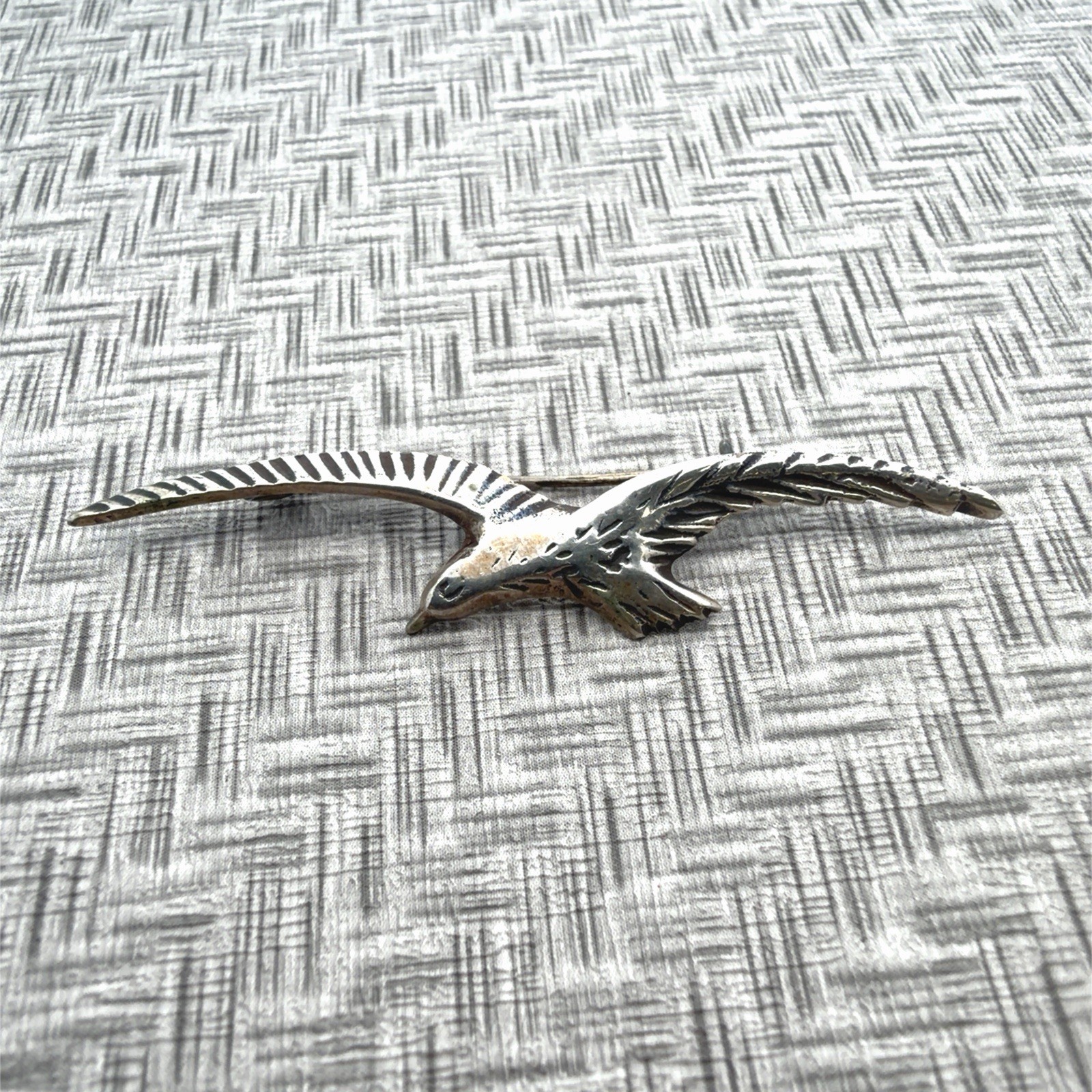 Saltillo 925 Sterling Silver Textured Wings Mexican Bird 1940s-1950s Pin 3.5g