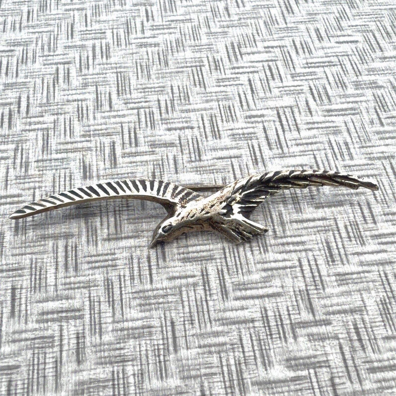 Saltillo 925 Sterling Silver Textured Wings Mexican Bird 1940s-1950s Pin 3.5g