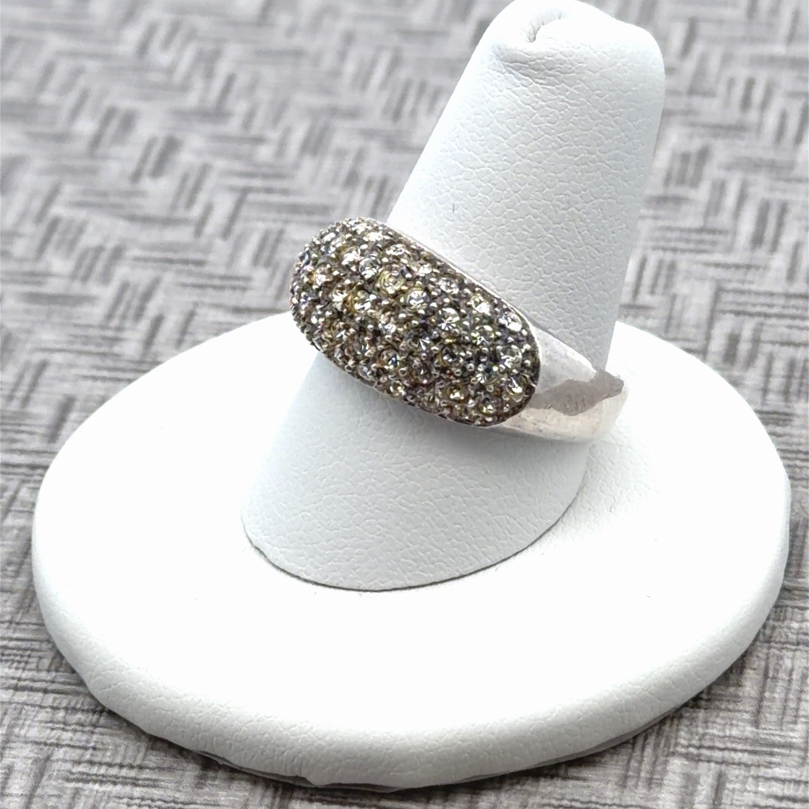 Size 9 Charles Winston Signed 925 Sterling Silver Pave CZ Dome Ring 4.5g