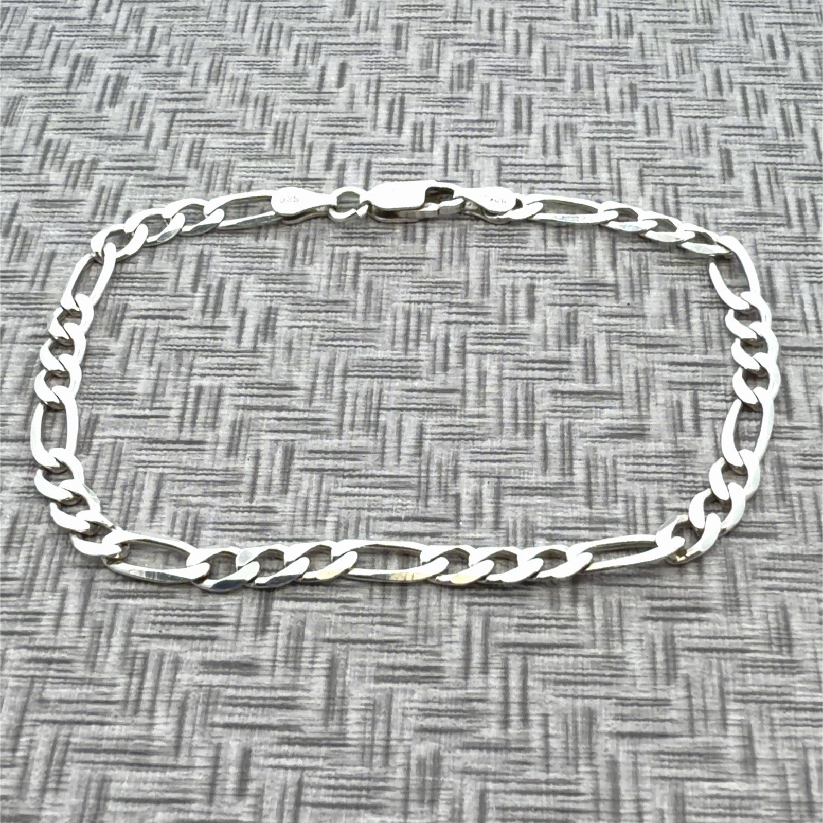 8”x4.6mm Italian 925 Sterling Silver Figaro Bracelet 5.6g