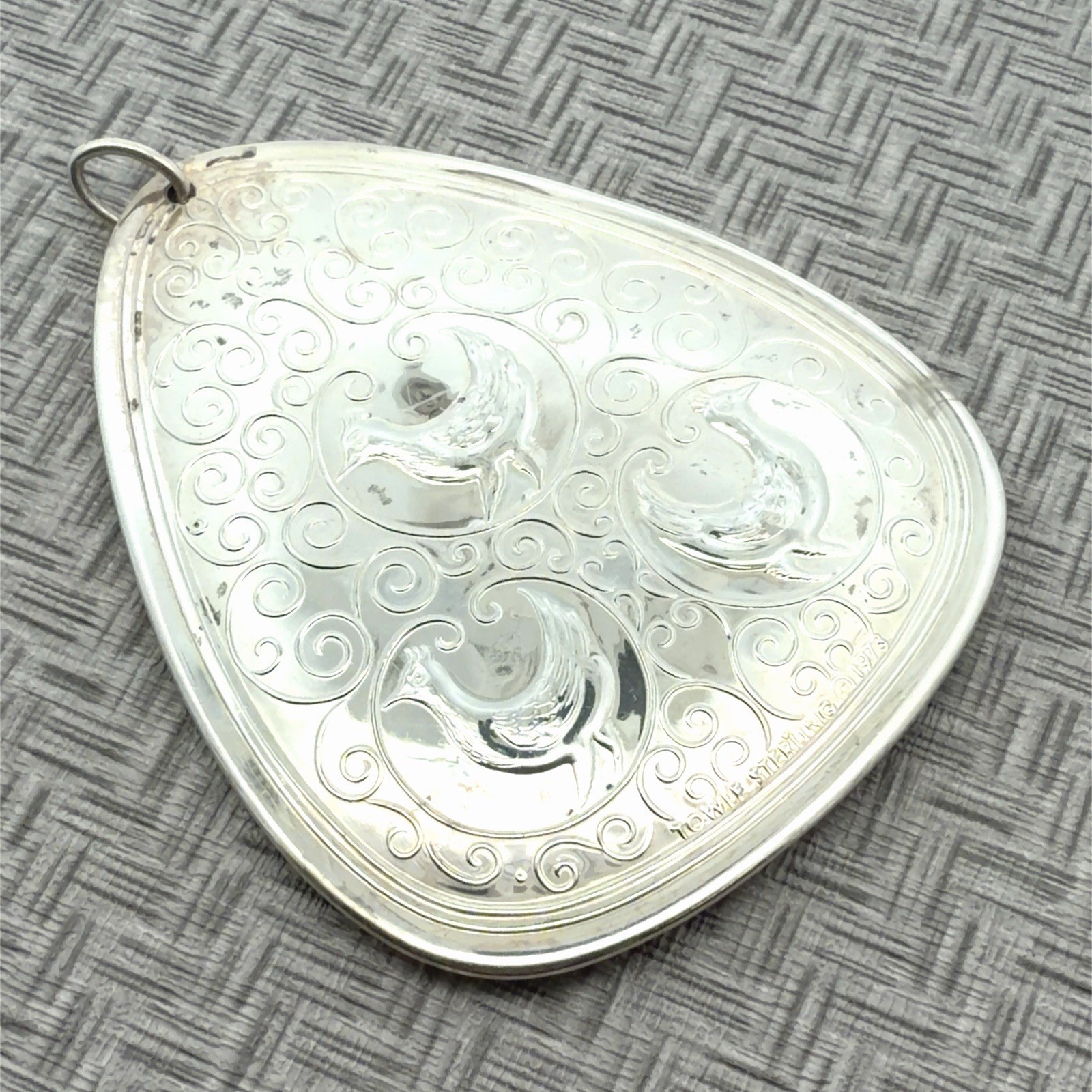 1973 Towe Sterling 3 French Hens Christmas Ornament 25.8g