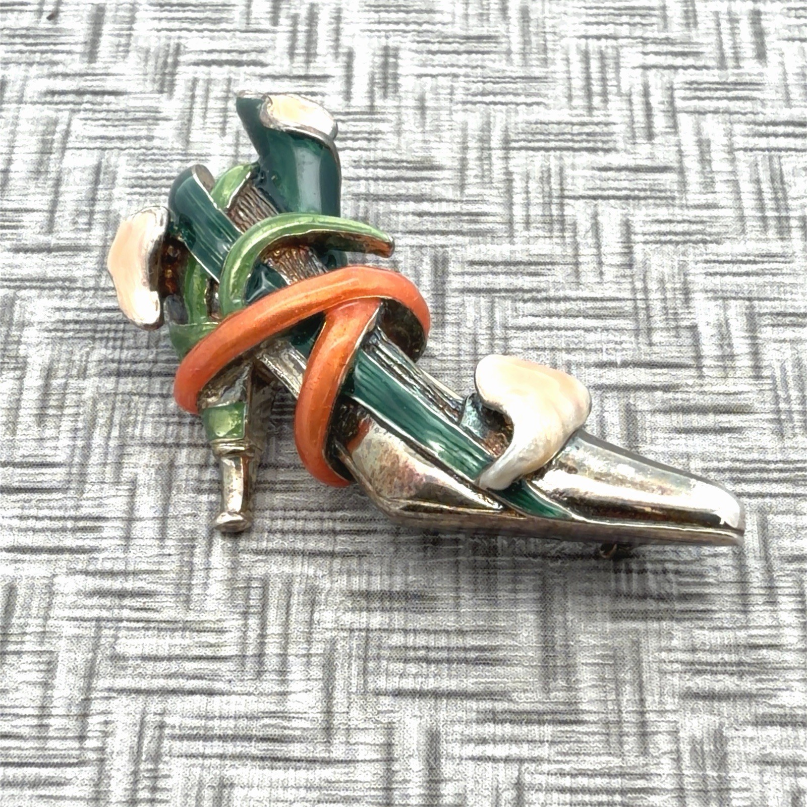 KJL Kenneth Jay Lane 925 Sterling Silver Enamel High Heel Shoe Brooch w/ Box