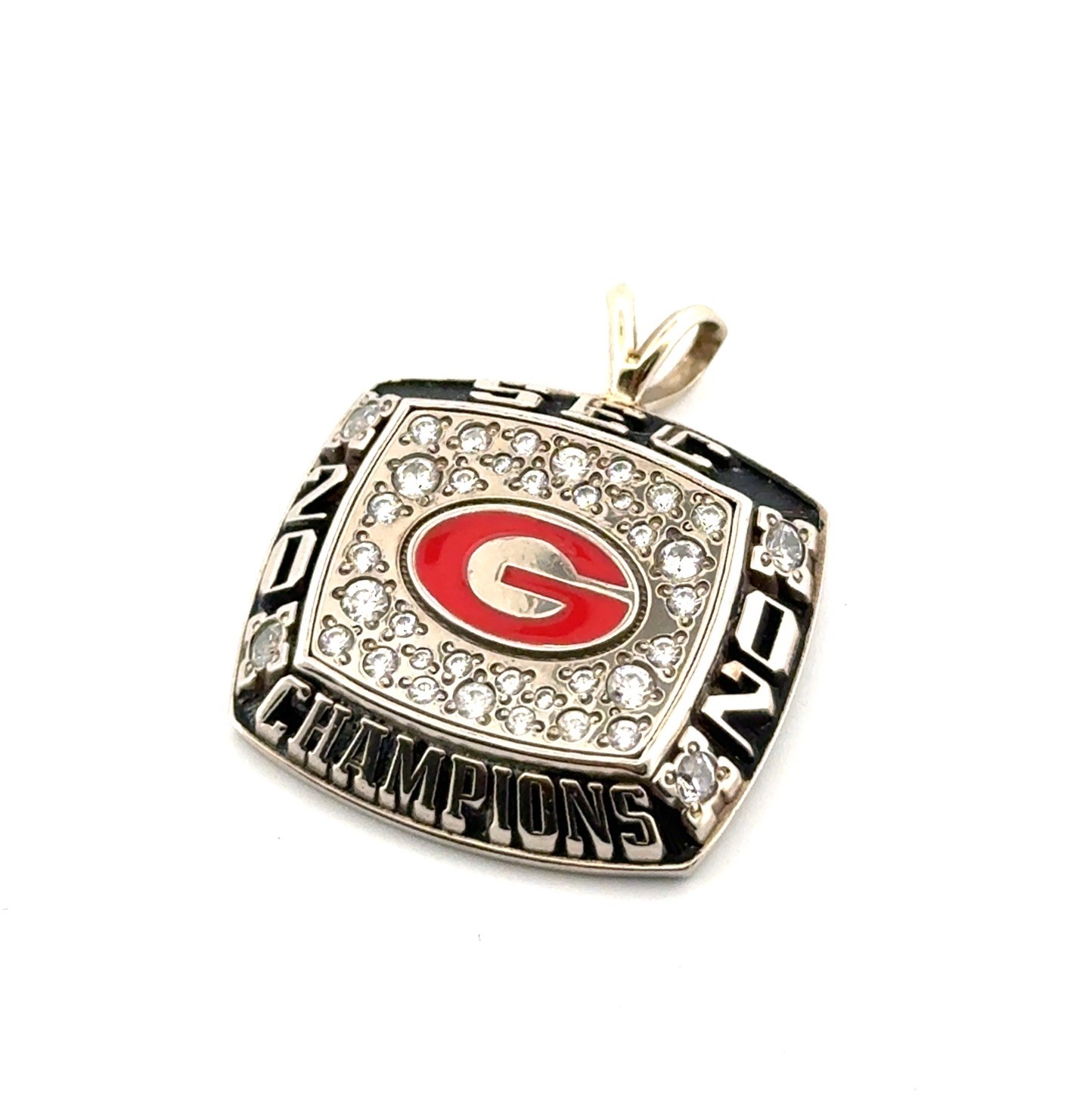 Jostens 10k White Gold 2002 Georgia SEC Championship Diamond Donor Pendant 16.6g